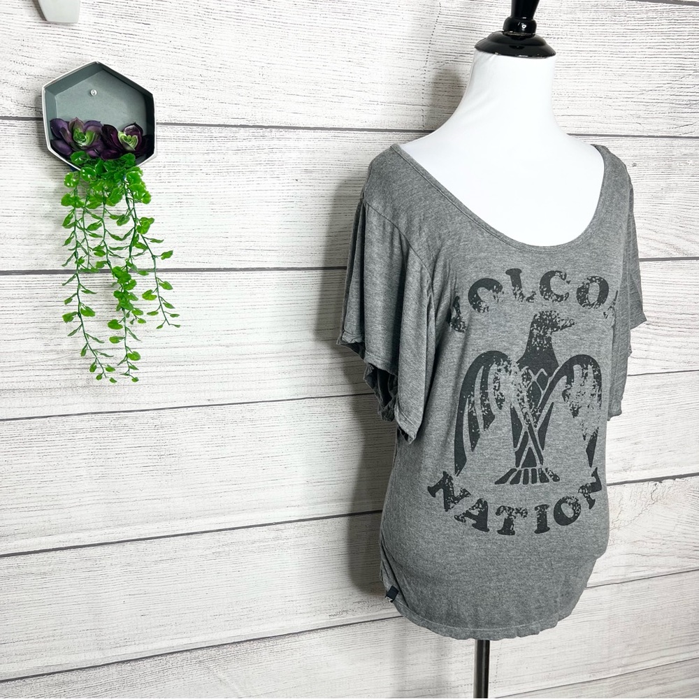 Volcom Nation Gray & Black Flutter Sleeve Skate T… - image 2